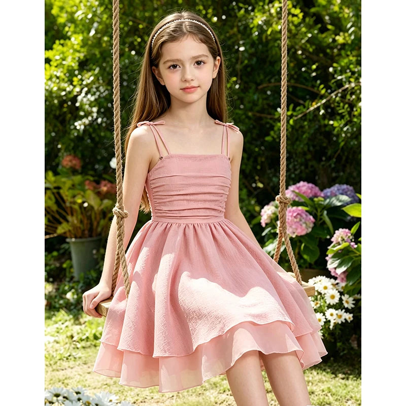 Girls’ Sleeveless Pleated A-Line Dress | Braviixx