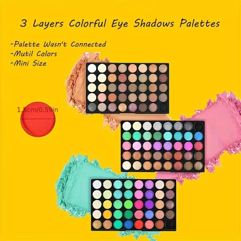 120 Color Eye Makeup,3-in-1 Eyeshadow Palette,Matte Shimmer Highly Pigmented Long Lasting Waterproof Eye Shadow for Festival
