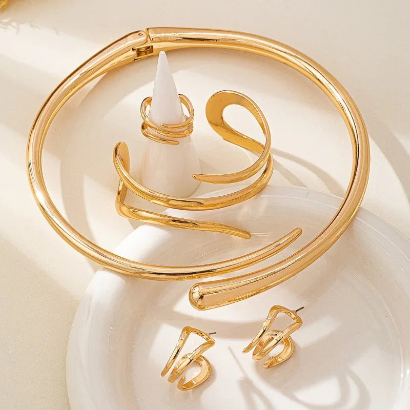 Geometric Necklace, Earrings, Ring & Bracelet Set | Braviixx