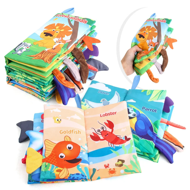 Baby Animal Tail Cloth Book | Soft Touch-and-Feel Book | Braviixx