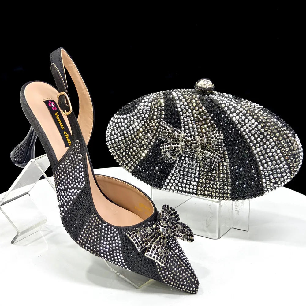Venus Chan Italian Design Women's Shoes & Rhinestone Butterfly Bag – Perfect for Weddings & Bridal Accessories