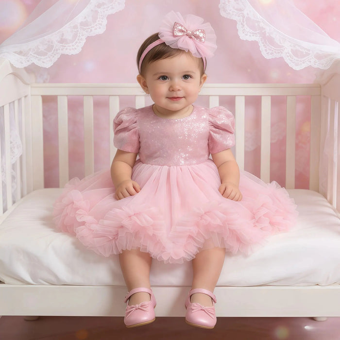 Baby Girls' Long-Sleeve Big Bow Dress | A-Line Princess Dress | 10M–5Y | Braviixx