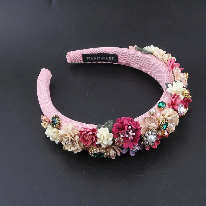 Pearl Fabric Flower Sponge Headbands Fashion Hair Accessories Trend Party Rhinestone Hairband Hair Band Girl Headwear20