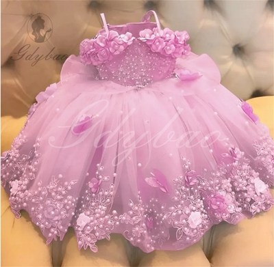 Girls' Lace Flower Girl Ball Gown | Sleeveless Party Dress | 3M–Child 14 | Braviixx