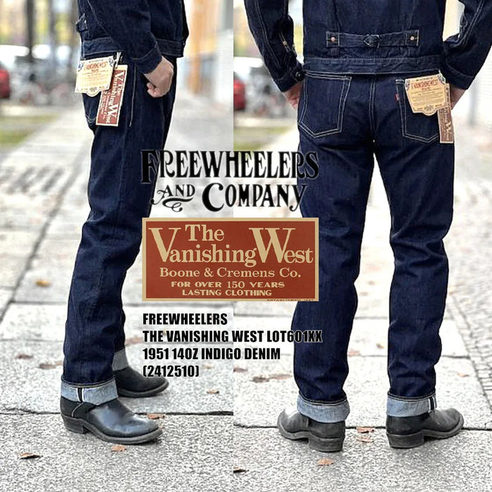FREEWHEELERS 601XX 1951, five bags of 14oz indigo vintage jeans