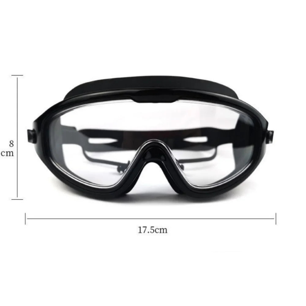 Adult Swimming Goggles | Wide Frame · Anti-Fog · Waterproof · Ear Plugs Included | White · Black | Braviixx