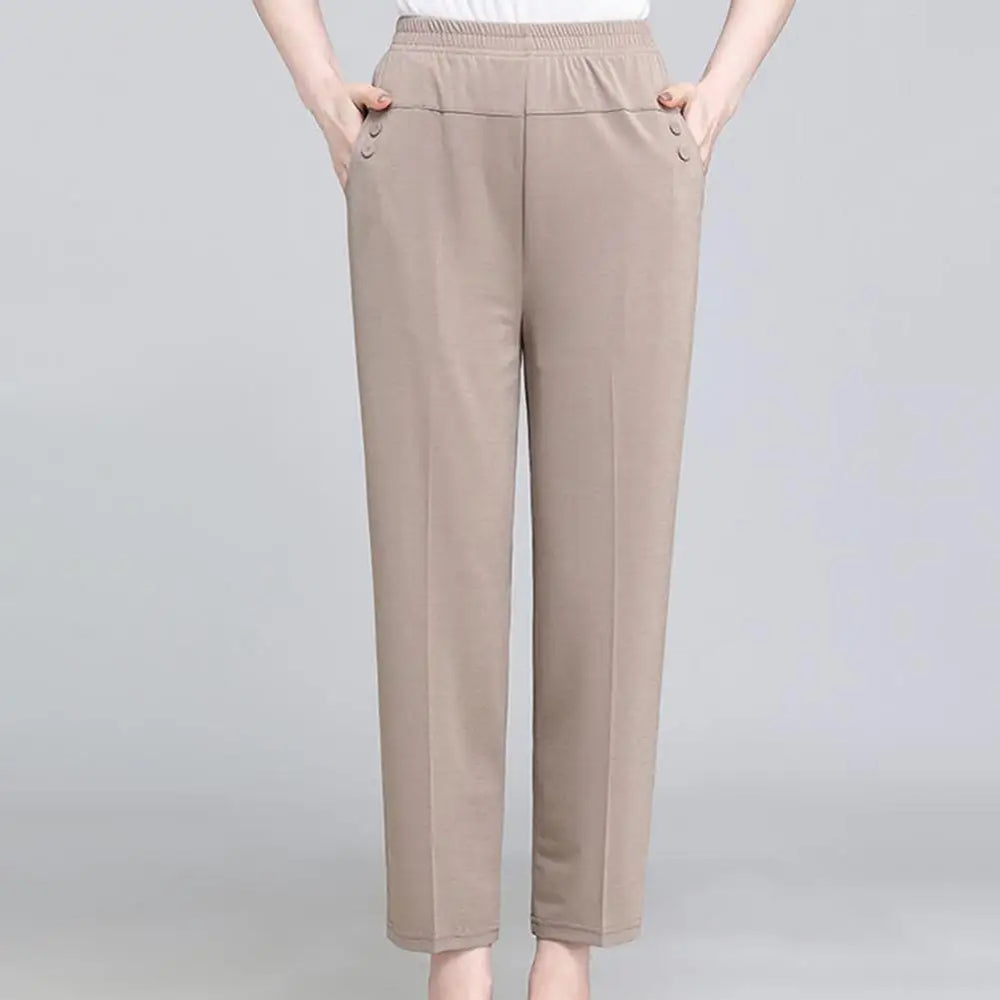 Women's High-Waist Straight-Leg Trousers | Elastic Waist & Pockets | Braviixx