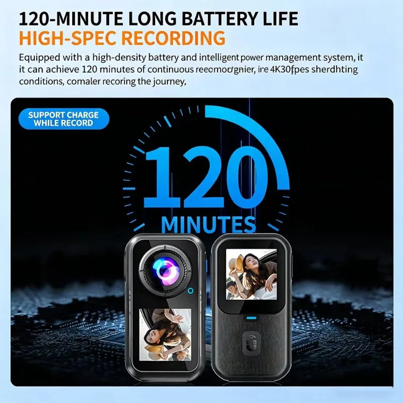 Magnetic Pocket Action Camera | Dual Screens & Mounting Kit | Braviixx