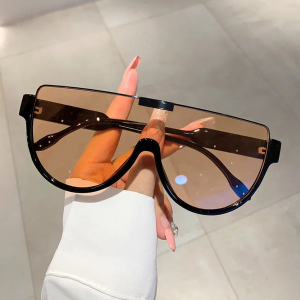 Women's Oversized Shield Monoblock Sunglasses | UV400 · Flat Top · Vintage | 5 Lens Options | Braviixx