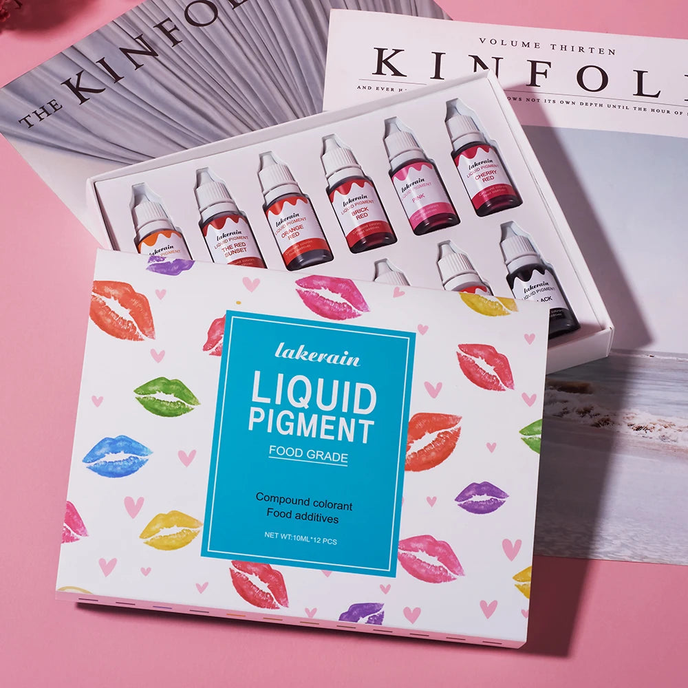 DIY Lip Gloss Kit | Matte Base, 12 Liquid Pigments & 12 Essence Bottles | Braviixx