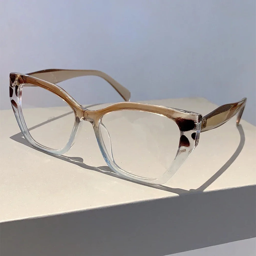 Women's Oversized Cat Eye Colour Block Blue Light Glasses | UV400 · Tortoise Accent · Plain Lens | 4 Colours | Braviixx