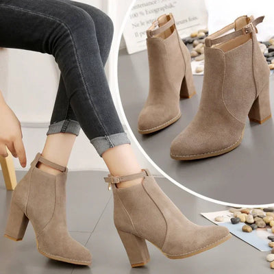 Ankle Boots | Buckle Strap & Block Heel | Braviixx