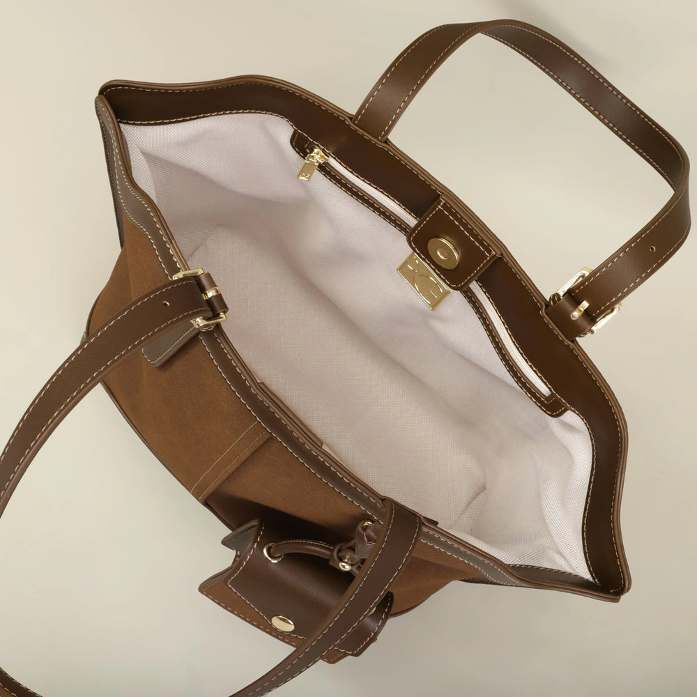 Structured Commuter Tote Bag | Contrast Stitching & Mini Pouch | Braviixx