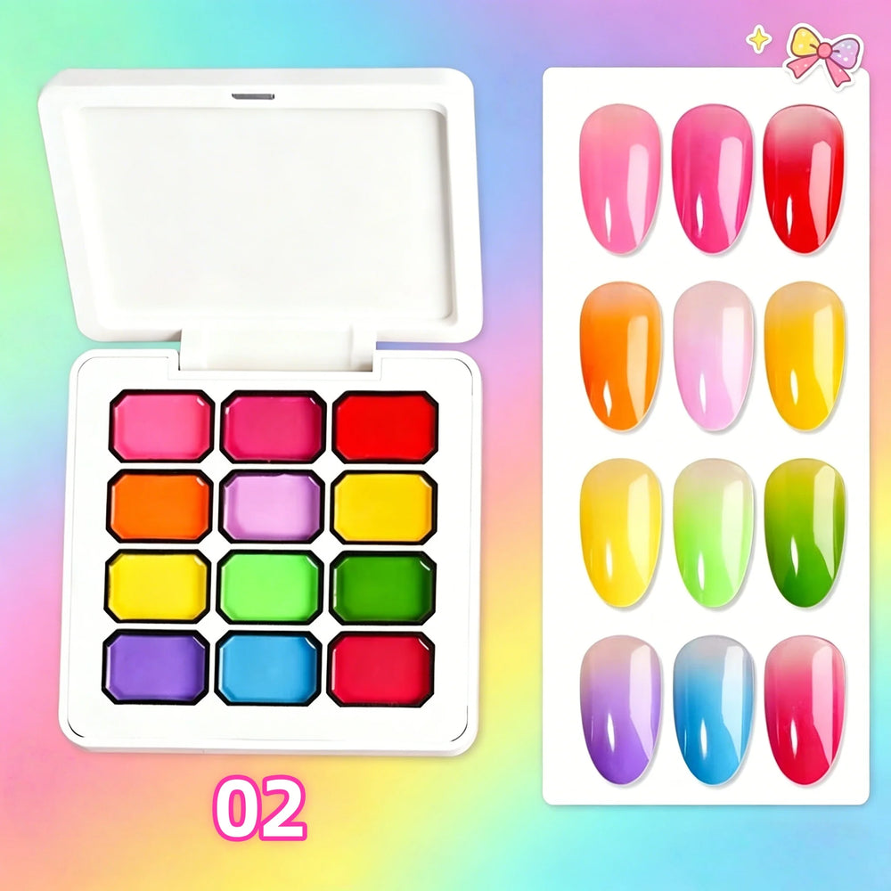12-Color Solid Nail Polish Palette | Braviixx