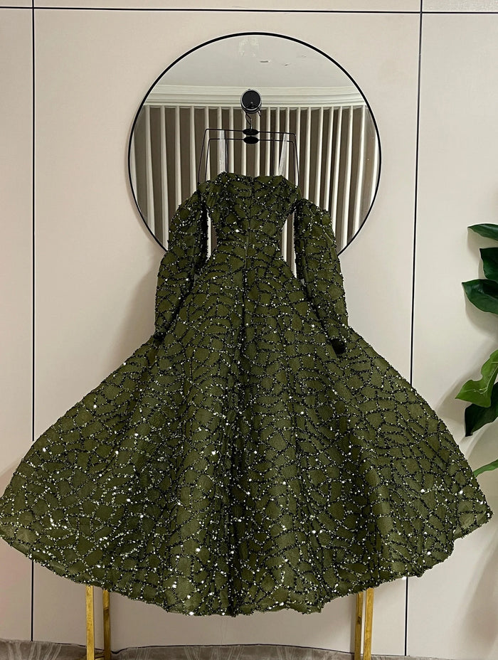 Halter Sequin Chiffon Ball Gown | Sleeveless Floor-Length Formal Prom & Evening Dress
