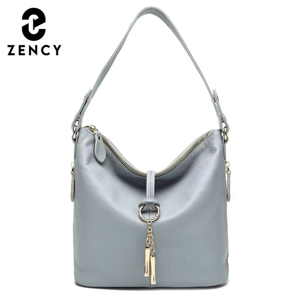 Women's Soft Pebbled PU Leather Hobo Shoulder Bag | Gold Ring & Tassel Charm | Dual Side Zip Pockets | Adjustable Strap | 7 Colours