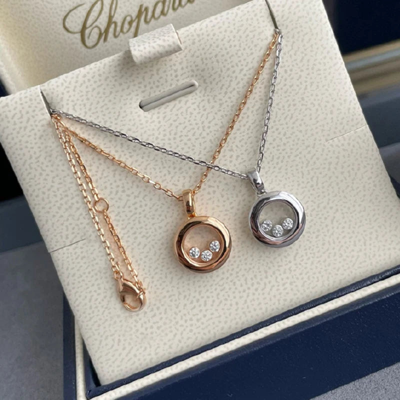 Three-Stone Cubic Zirconia Pendant Necklace | Braviixx