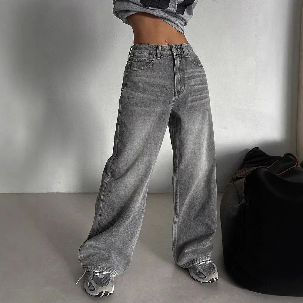 Casual Straight 2026 Retro Jeans for Women Loose Spring and Autumn Long Drape High Waist Fashionable New Pants Wide Legs
