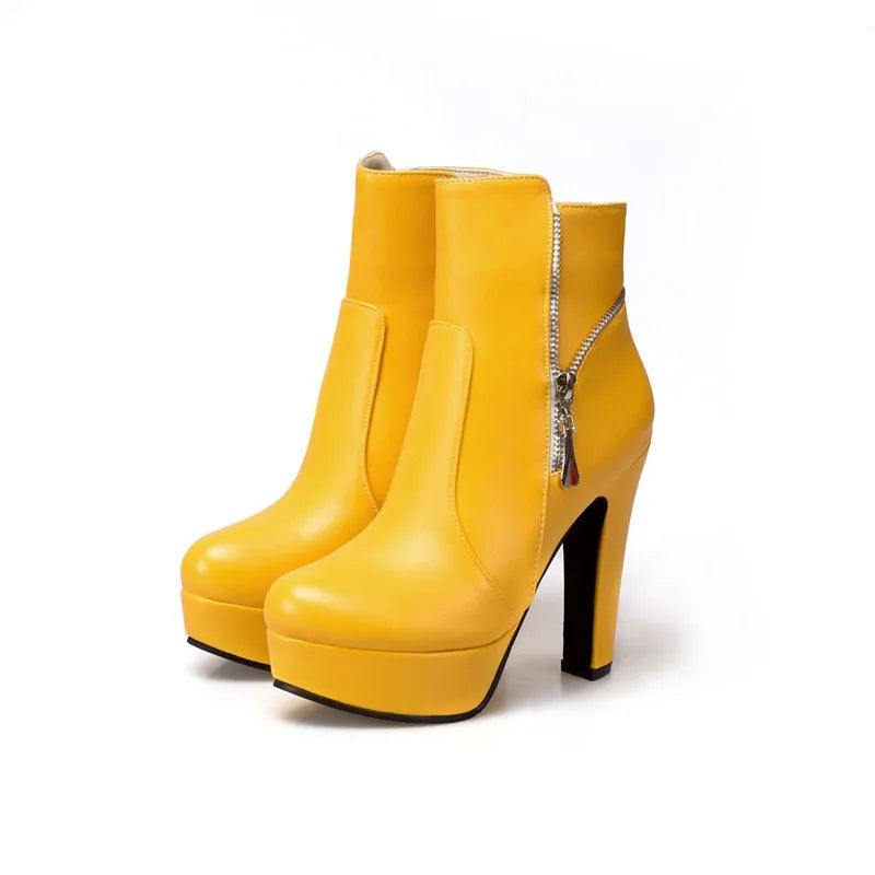Platform Ankle Boots | 12 cm Block Heel | Braviixx