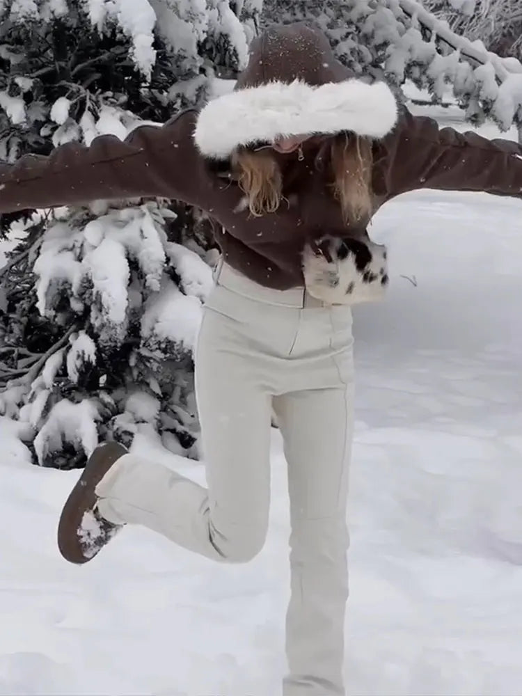 Women's Two-Piece Winter Outfit | Hooded Cropped Jacket & Belted Pants | Braviixx