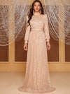 Elegant Retro Long-Sleeve Maxi Dress for Women - Perfect for Evening Events, Weddings & Parties
