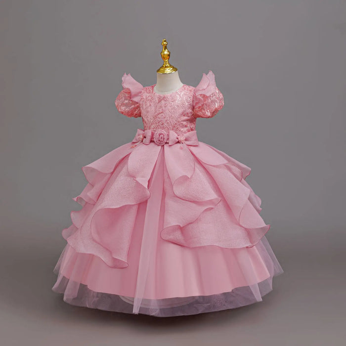Girls' Sequined Floral Occasion Dress | Ankle-Length Party Gown | Braviixx