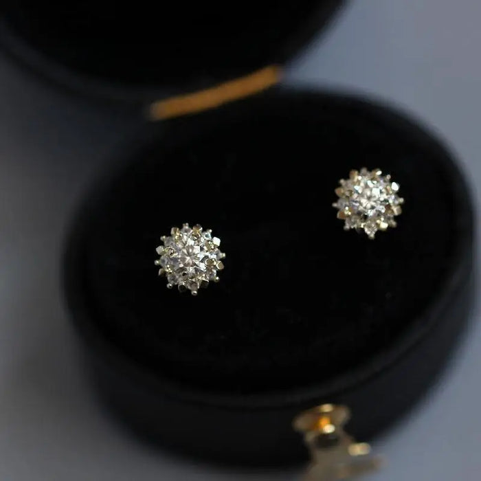 GOLDtutu 14K Solid Gold Sun Style Earrings for Women, Minimalist Design, Trendy and Elegant Jewelry ok431