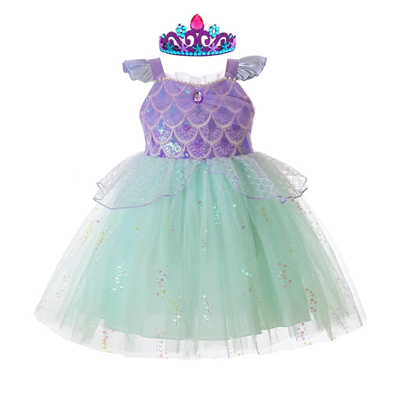 Girls' Mermaid Princess Dress | Purple & Mint Costume Options | Braviixx