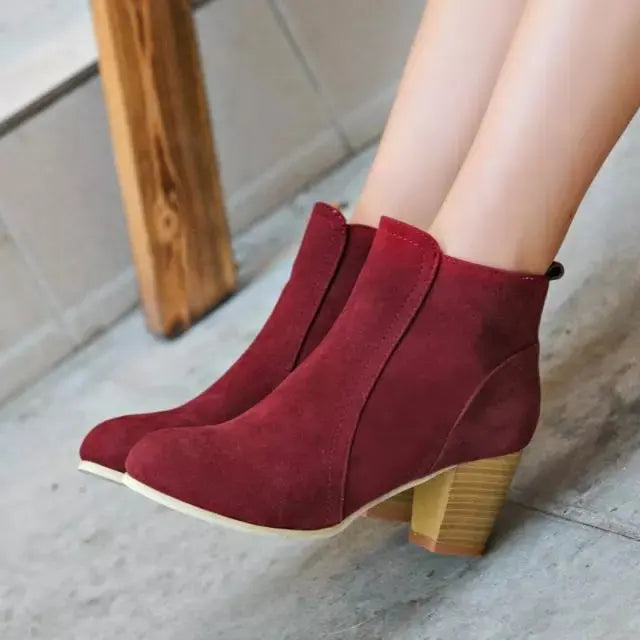 Ankle Boots | Side Zip & Block Heel | Braviixx
