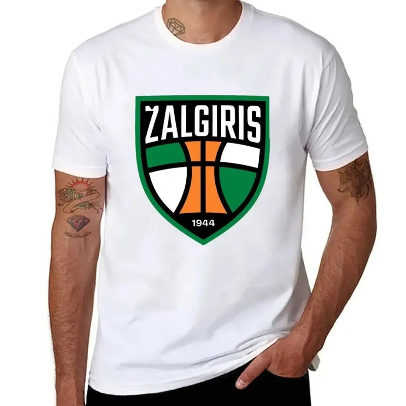 Men's Basketball Logo T-Shirt Vintage Sports Team Print Cotton Tee Casual Breathable Streetwear Top 2026 Spring and Summer