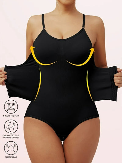 Seamless Compression Shapewear Bodysuit | Underwire Bra · Tummy Control · Snap Closure | Black | Braviixx