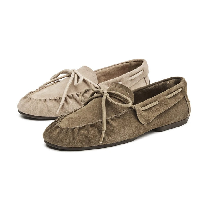 AIYUQI 2026 New Women's Flats Shoes Hand-sewn Pleats Women Loafers Large Size Casual Leather Female Shoes