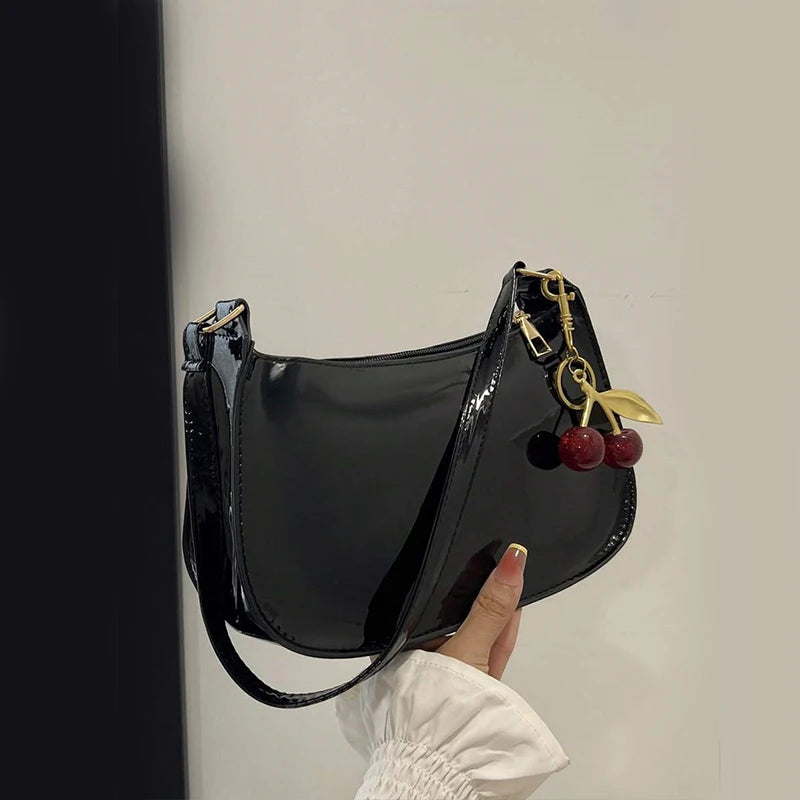 Glossy PU Shoulder Bag | Cherry Charm | Braviixx
