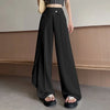Women's Satin Wide-Leg Pants High-Waisted with Twist Detail Rhinestone Buckle