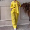 2026 Women Wide Leg Pants with Shirt Two Piece Sets Versatile Loose Casual Suits Chic Comfy Cotton Linen Streetwear Sets Femme
