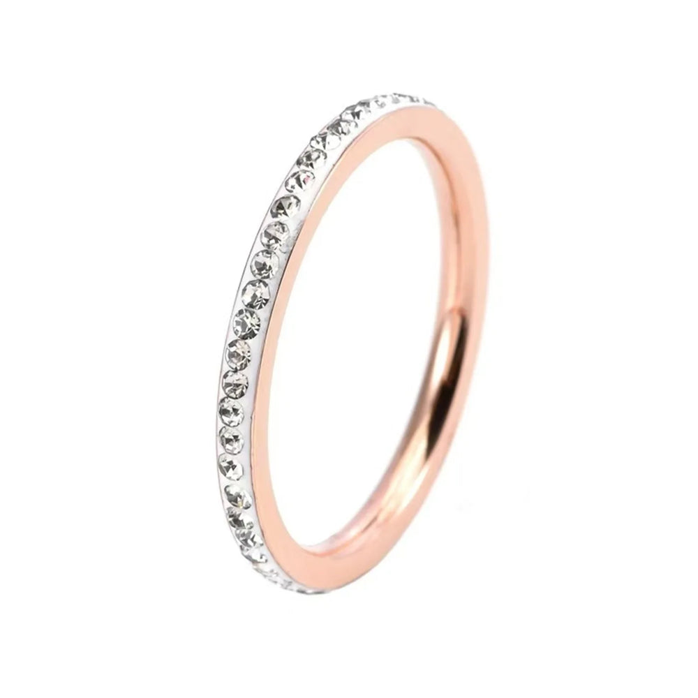Stainless Steel Gold Silver diamond ring Stackable Rings Suitable For Women's Daily Wear