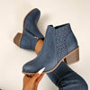 Cut-Out Ankle Boots | Side Zip & Block Heel | Braviixx