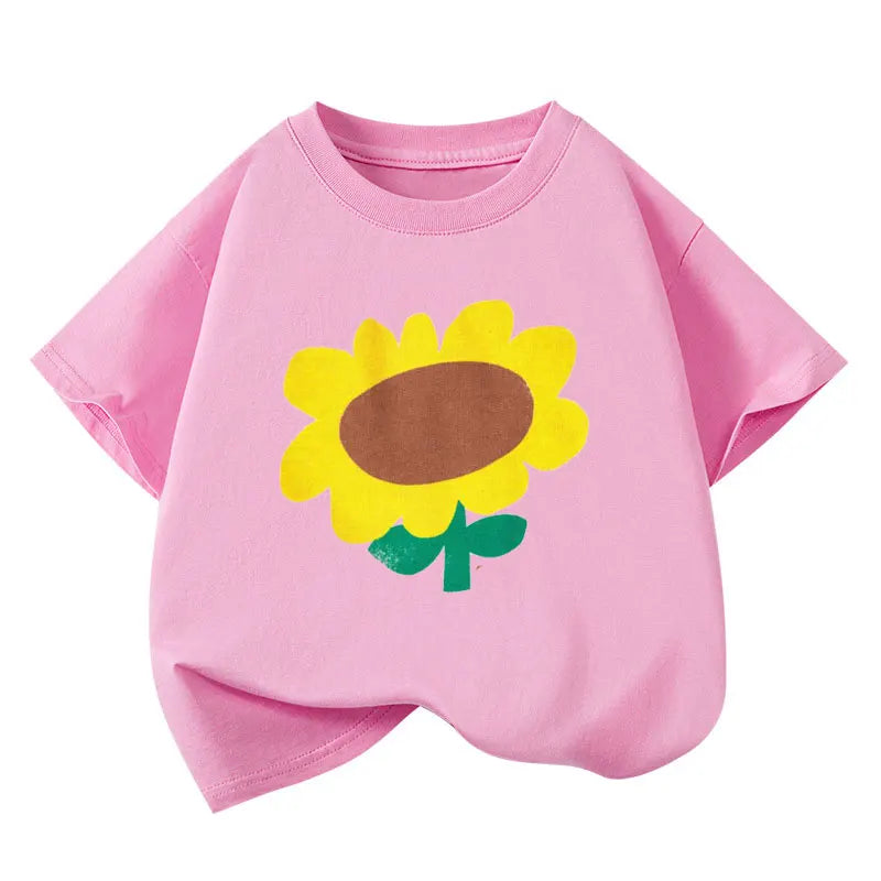 Boys T-shirts 2026 Summer Tops for Kids Short-sleeve Girls Tees Candy Color Children Shirts Cotton Teenager School Outfits