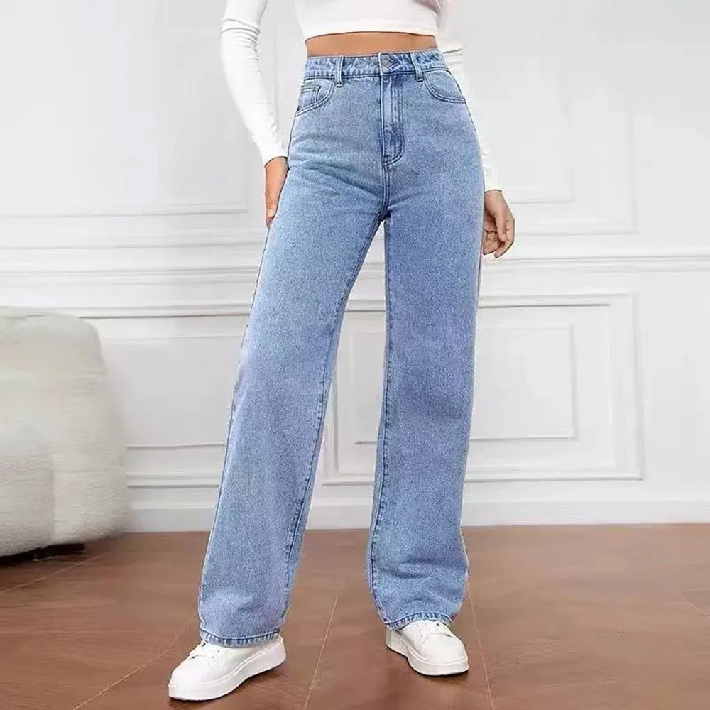 European and American Retro Trendy Washed Jeans for Women 2026 Spring and Autumn New Fashion Versatile Straight Long Pants