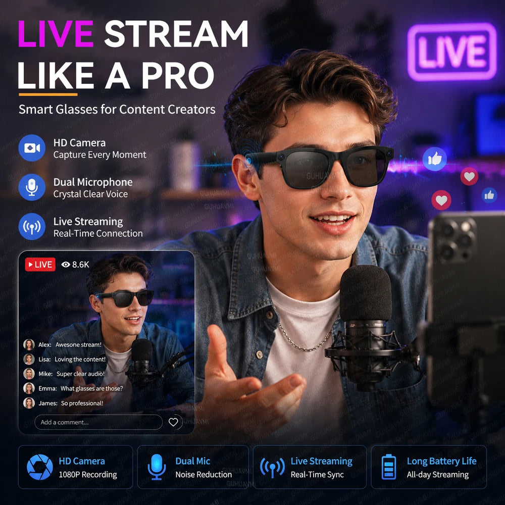 13MP AI Camera Smart Glasses with Open-Ear Audio | Braviixx