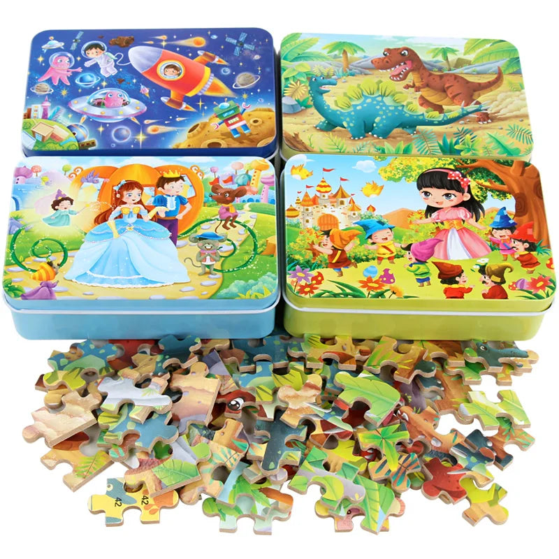 60-Piece Cartoon Jigsaw Puzzle with Metal Tin | Braviixx