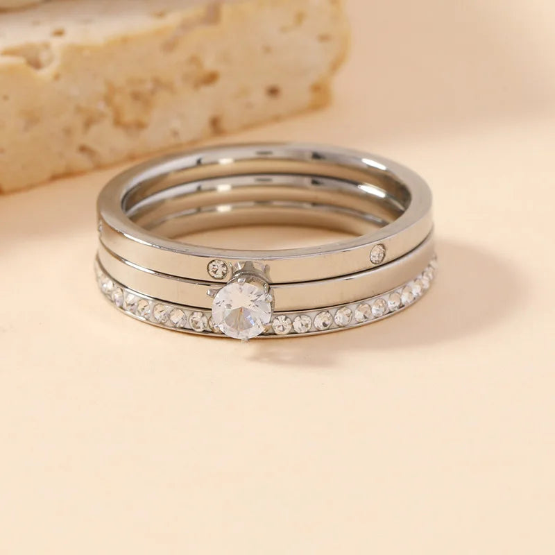 Geometric Cubic Zirconia Ring Set | Braviixx