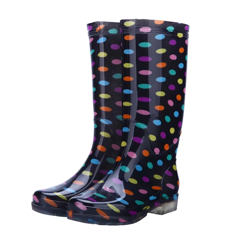 Women's Knee-High Rain Boots – Waterproof Rubber Slip-On Garden Boots | 9 Prints | EU 36–41