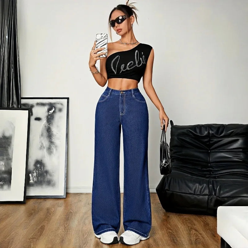 Wide Leg Jeans Women High Waist Pants Washed Distressed Denim Trousers Streetwear Y2k Female Vintage Denims Floor Length 2026