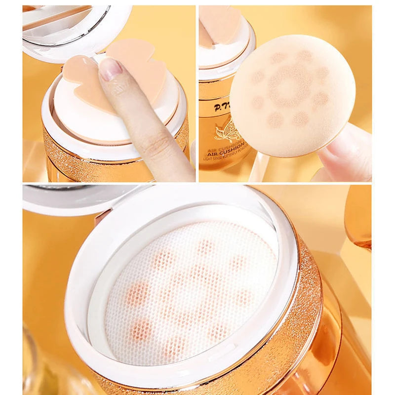 Air Cushion BB Cream | Moisturizing Foundation & Concealer with Butterfly Powder Puff | Braviixx