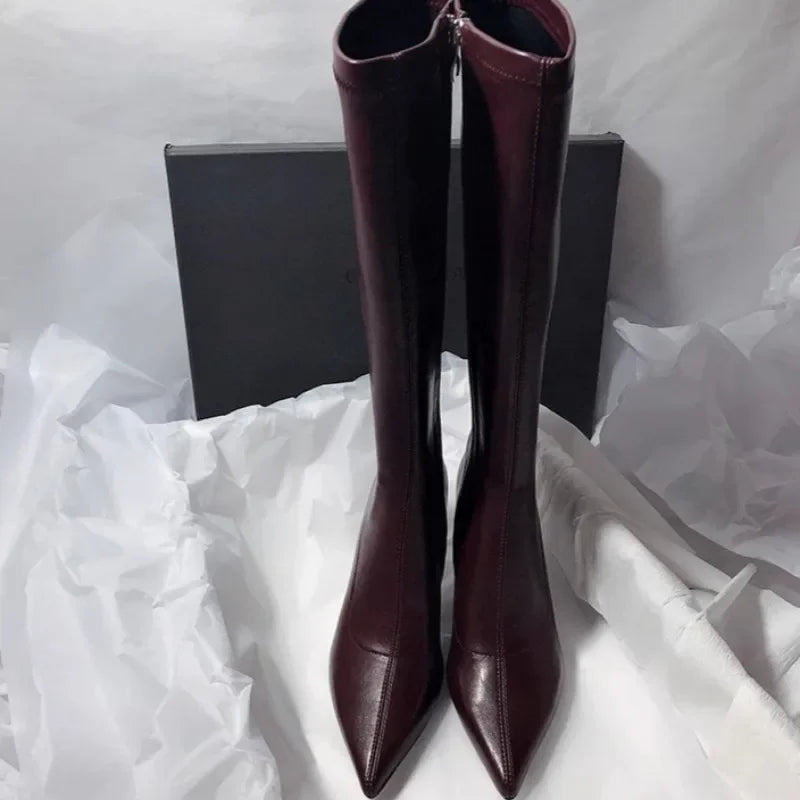Women's Pointed-Toe Knee-High Boots | Sculpted Heel | Braviixx