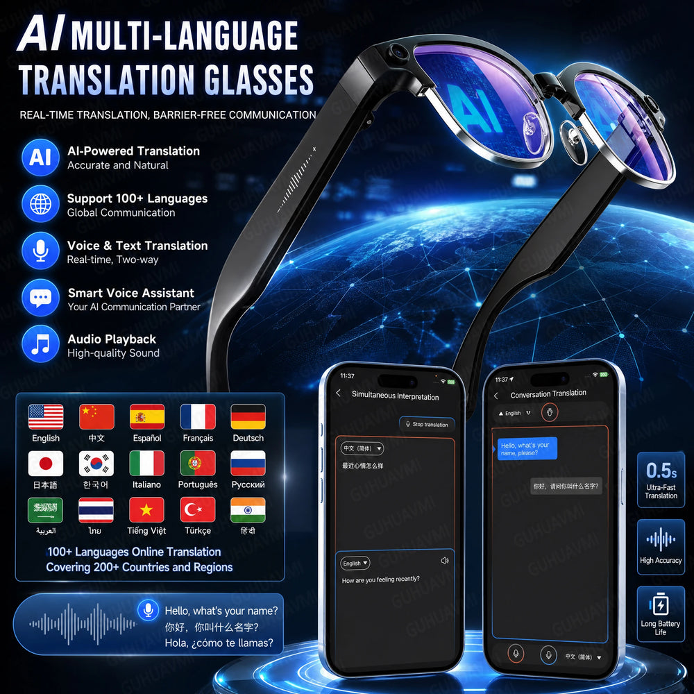 AI Smart Glasses with Dual 8MP Camera | AI Translation, Bluetooth Calling, Music & IP67 Waterproof Smart Sunglasses | Braviixx