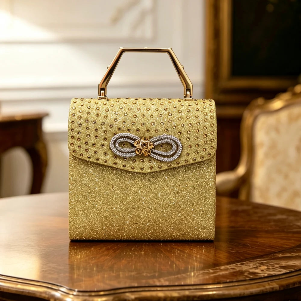 Women's Diamond Bow Evening Minaudière Bag