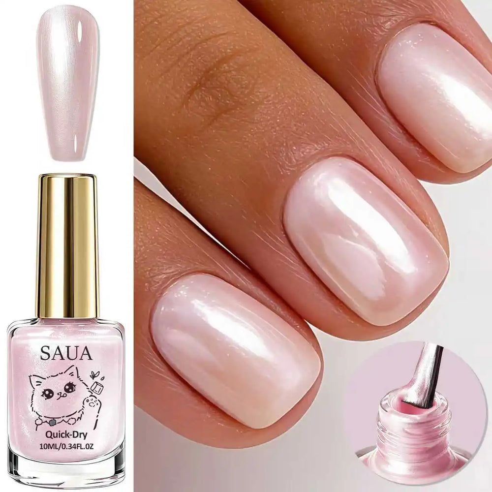 10ml Pink Pearlescent Nail Polish | Quick-Dry Air-Dry Formula | Braviixx
