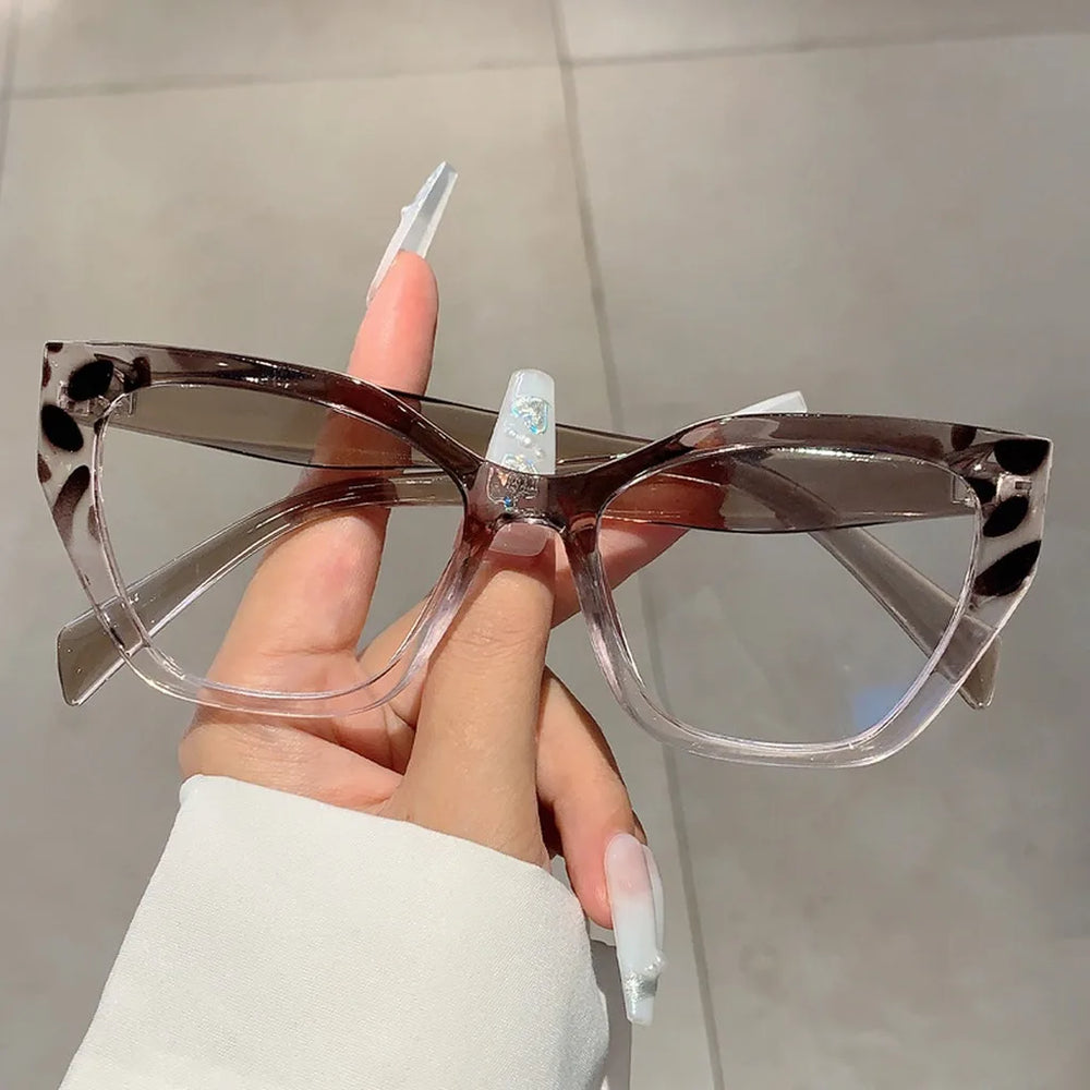 Women's Oversized Cat Eye Colour Block Blue Light Glasses | UV400 · Tortoise Accent · Plain Lens | 4 Colours | Braviixx